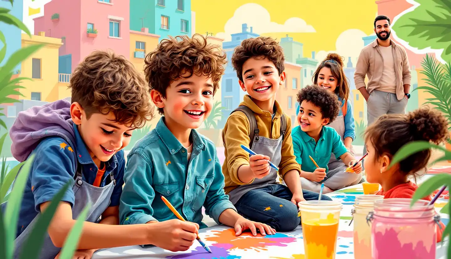 niños divirtiendose con pinturas